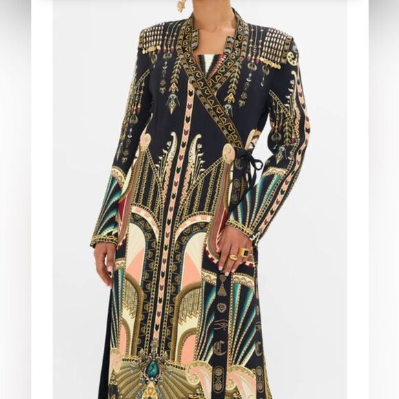 36 NWOT 1600.00 CAMILLA THEY CALL HER NEFERTARI HAND EMBELLISHED CROSS OVER COAT - Picture 2 of 5